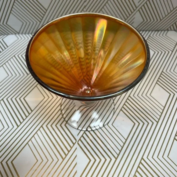 Vintage Marigold Carnival Glass Footed Dish - Picture 3 of 11